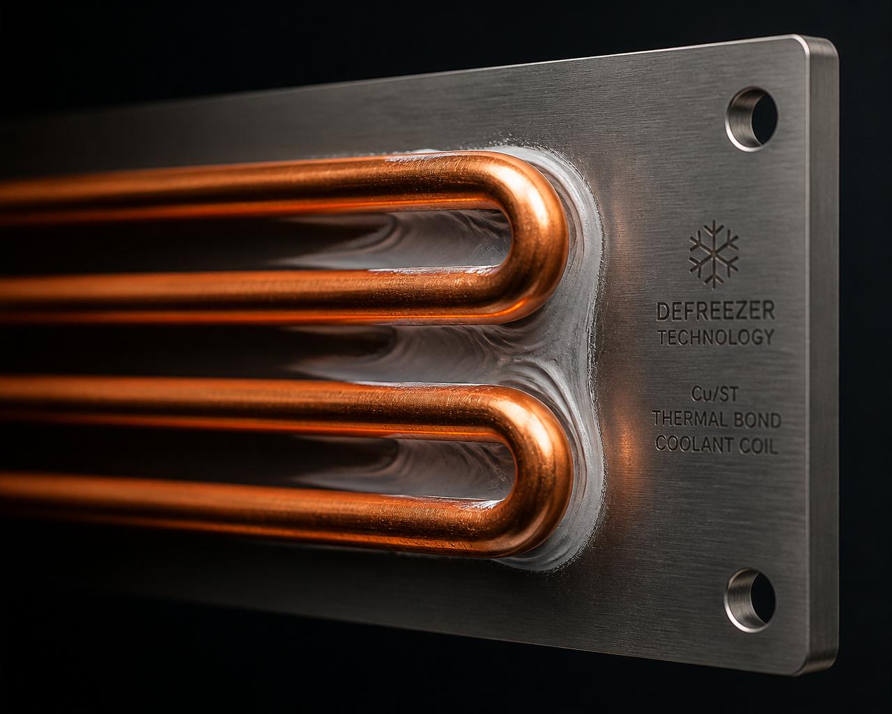 Copper coolant coil bonded to defreezer wall with Jeet Chemical thermal paste